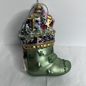 Fitz and Floyd Glass Ornament Horse in Stocking Greg Stocking